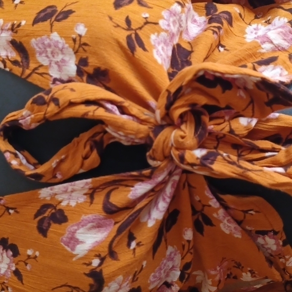 AMERICAN Eagle floral crop/ tie up top. Size small. Good used condition, no flaw - Picture 2 of 11